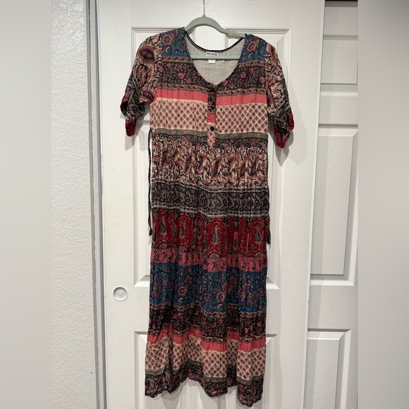 Melrose Boho Patchwork Bohemian Midi Dress - Picture 2 of 8